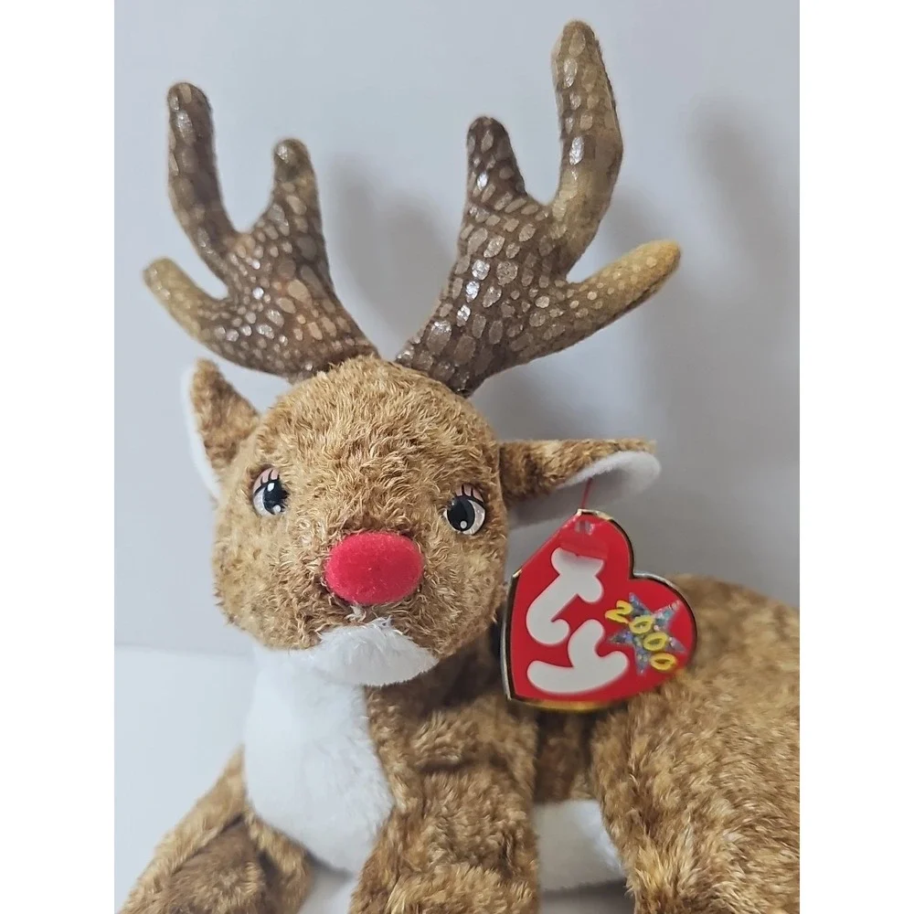TY Beanie‎ Baby - ROXIE the Reindeer (Red Nose) MWMT's Stuffed Animal